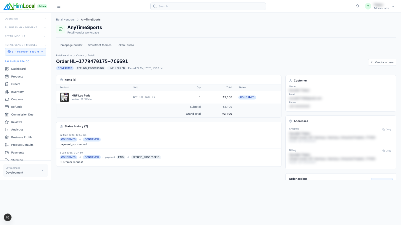 Change status and add tracking — the customer sees it.