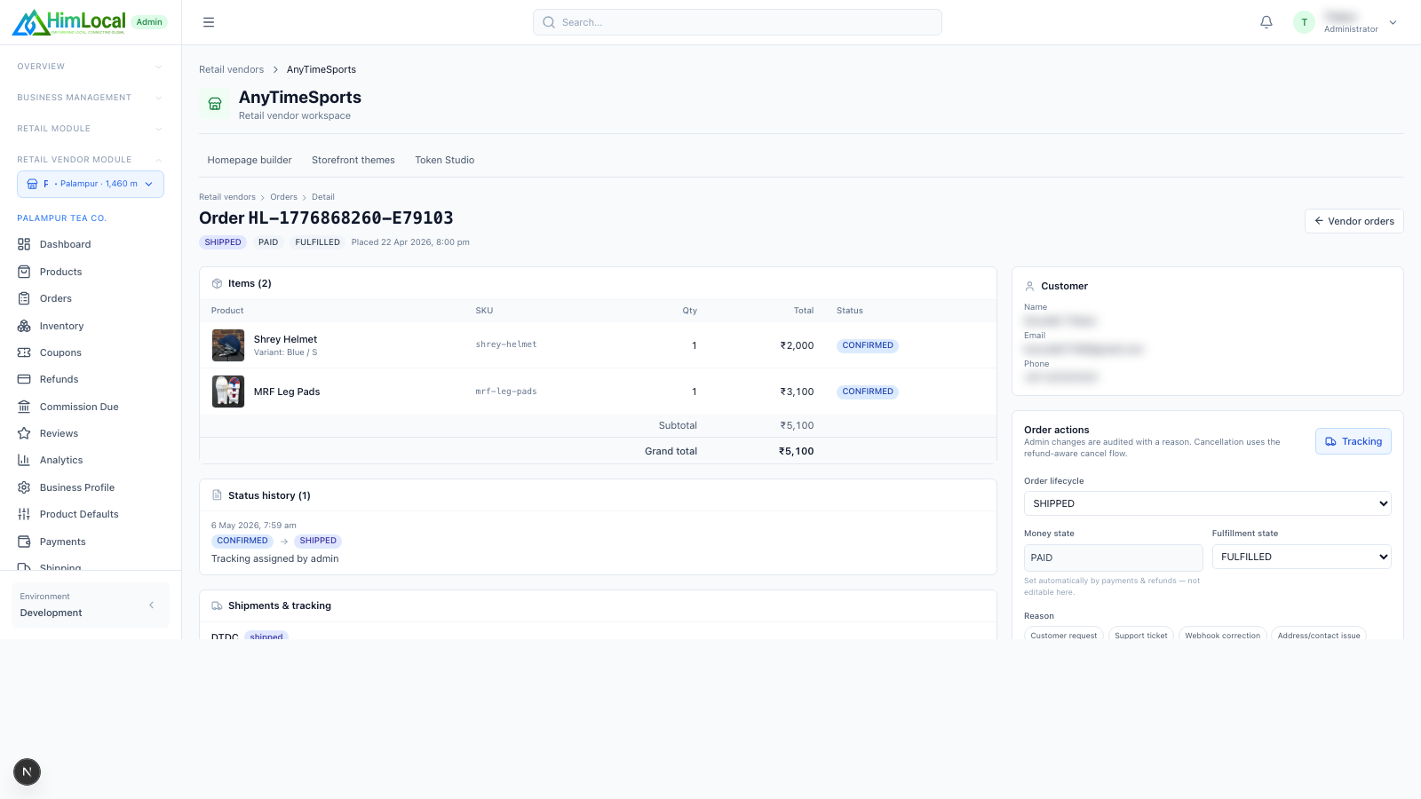Shipped order