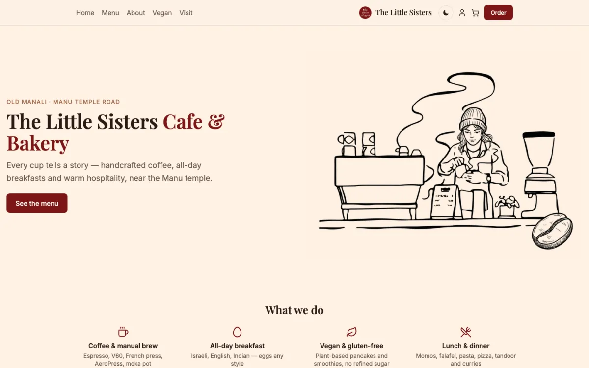 The Little Sisters Café & Bakery website