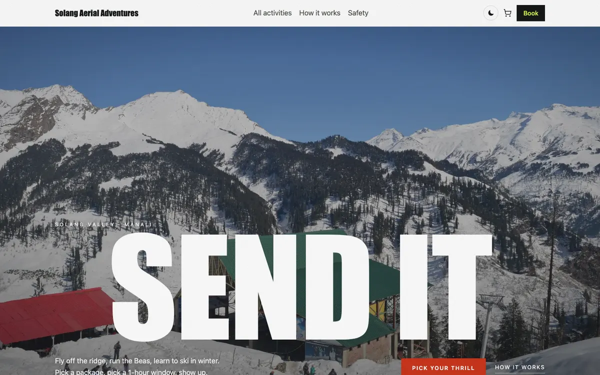 Solang Aerial Adventures — a demo website built on HimLocal