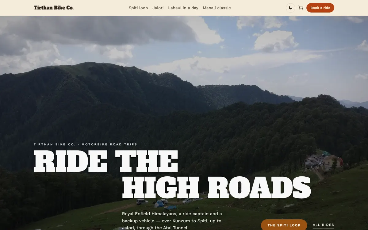 Tirthan Bike Co. — a demo website built on HimLocal